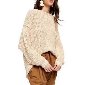 Free People Neon Lights Confetti Combo Pullover Oversized Sweater NWT XS